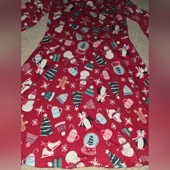 The Children's Place Red Christmas Long Sleeve Skater Dress Size M (7-8) NWOT - Picture 2 of 3